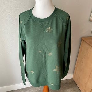 NWT! Sonoma Green "Everyday Sweatshirt" With Gold Stars- Size Medium